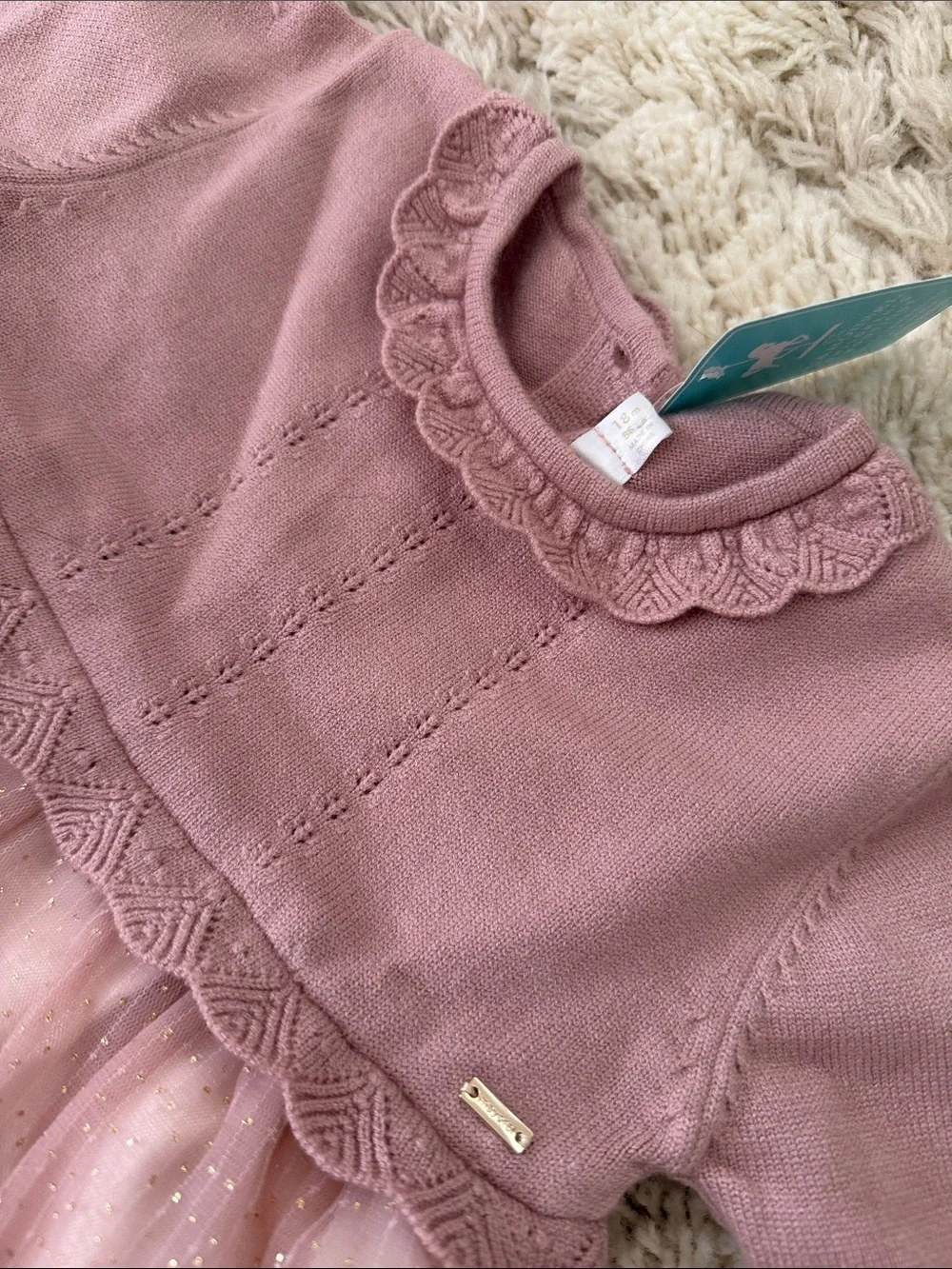 Mayoral 18M Mauve Pink Tulle Knit Baby Dress